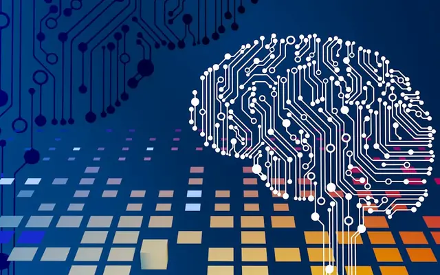 Abstract illustration of a brain made of circuits